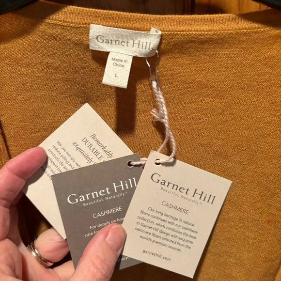 Garnet Hill Tie Front Cashmere Sweater Large NWT - Picture 4 of 7
